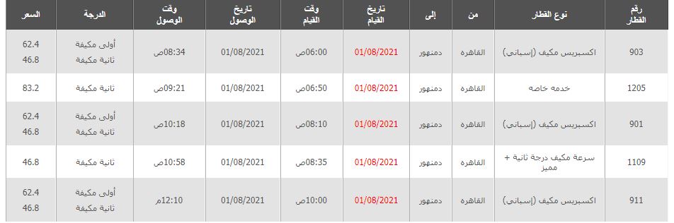 مواعيد وأسعار القطارات من القاهرة إلى دمنهور